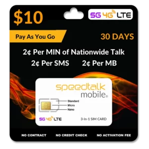 $10 A Month Pay As You Go Prepaid Talk, Text & Data Phone Plan