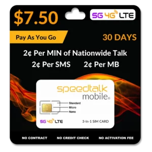 $7.50 Pay As You Go Prepaid Smart Phone Plans