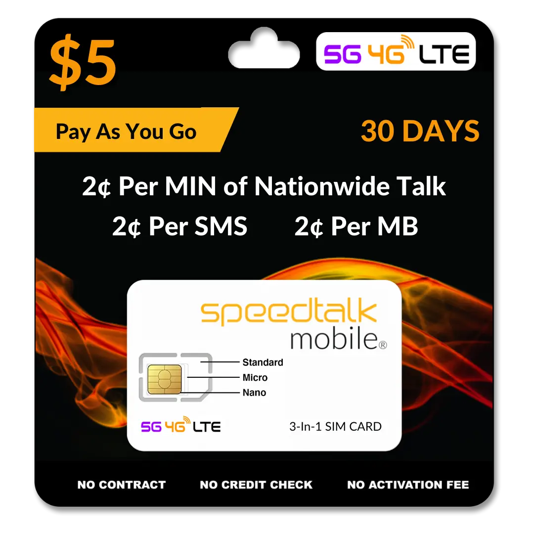 $5 A Month Pay As You Go Prepaid Phone Plan, Text & Data Phone Plan
