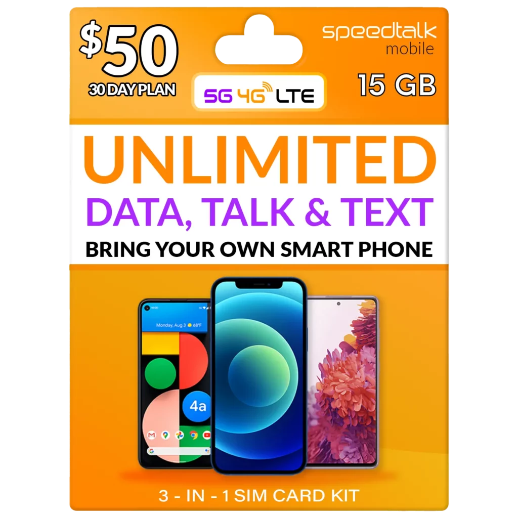 $50 A Month Unlimited Talk, Text Phone Plan With 15GB Data SIM Card
