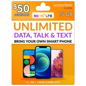 $50 A Month Unlimited Talk, Text Phone Plan With 15GB Data SIM Card